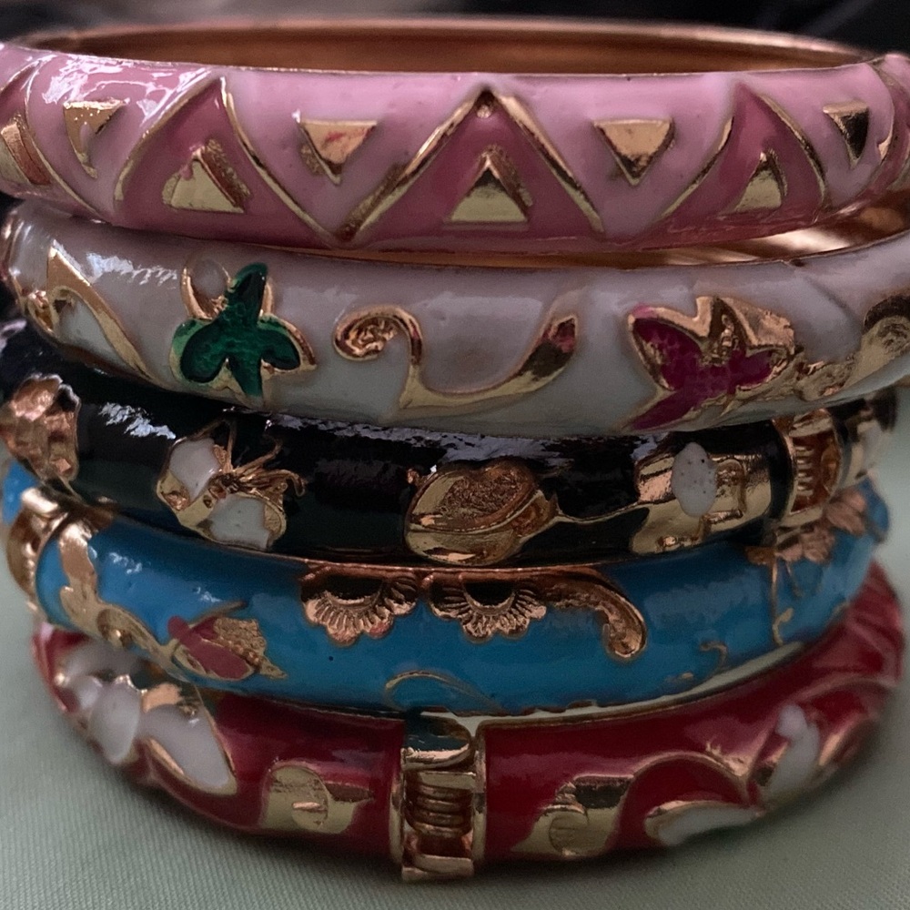 Colorful Enamel Bangle Set - Picture 4 of 5